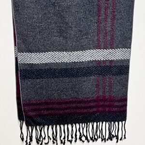 NWOT Club Room Unisex 100% Silk Winter Scarf Grey Purple $285